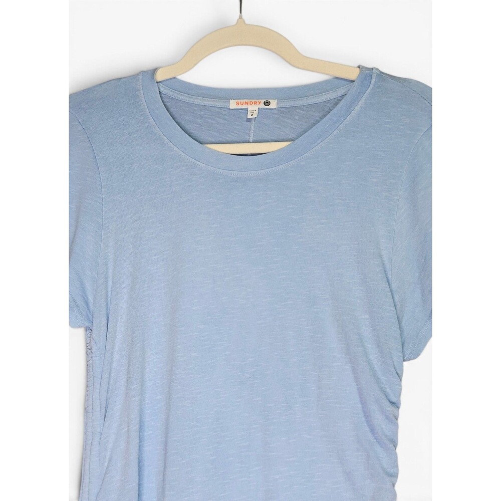 Sundry T-Shirt Dress Womens Size 2 Light Blue Ruched Drawstring